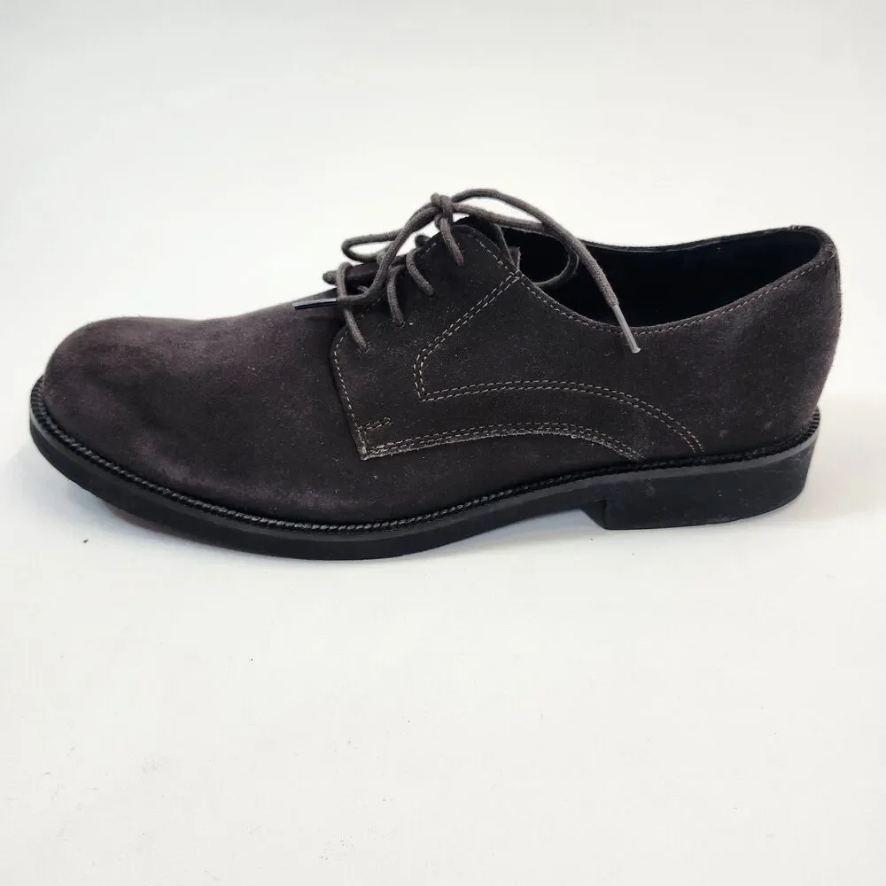 Bostonian Mens 10M Brown Suede Plain Toe Derby Shoes Leather Casual Dress Oxford